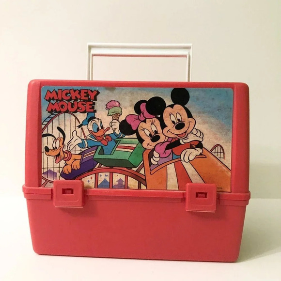 Vintage Thermos Brand Red Mickey Mouse Lunchbox  Only Minnie Donald Duck Pluto - Picture 1 of 16